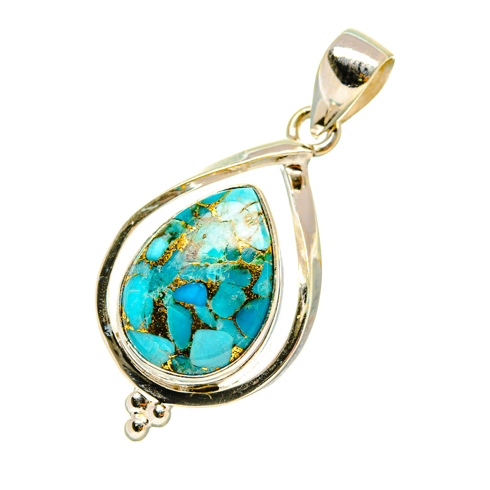 Blue Copper Composite Turquoise Pendants handcrafted by Ana Silver Co - PD4437