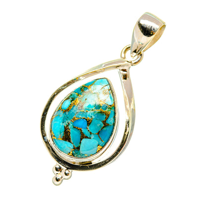 Blue Copper Composite Turquoise Pendants handcrafted by Ana Silver Co - PD4437