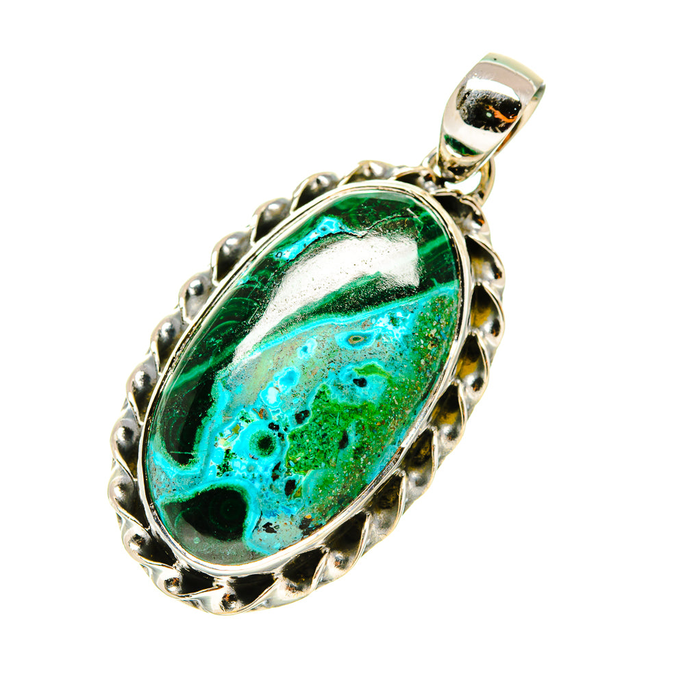 Malachite In Chrysocolla Pendants handcrafted by Ana Silver Co - PD4443