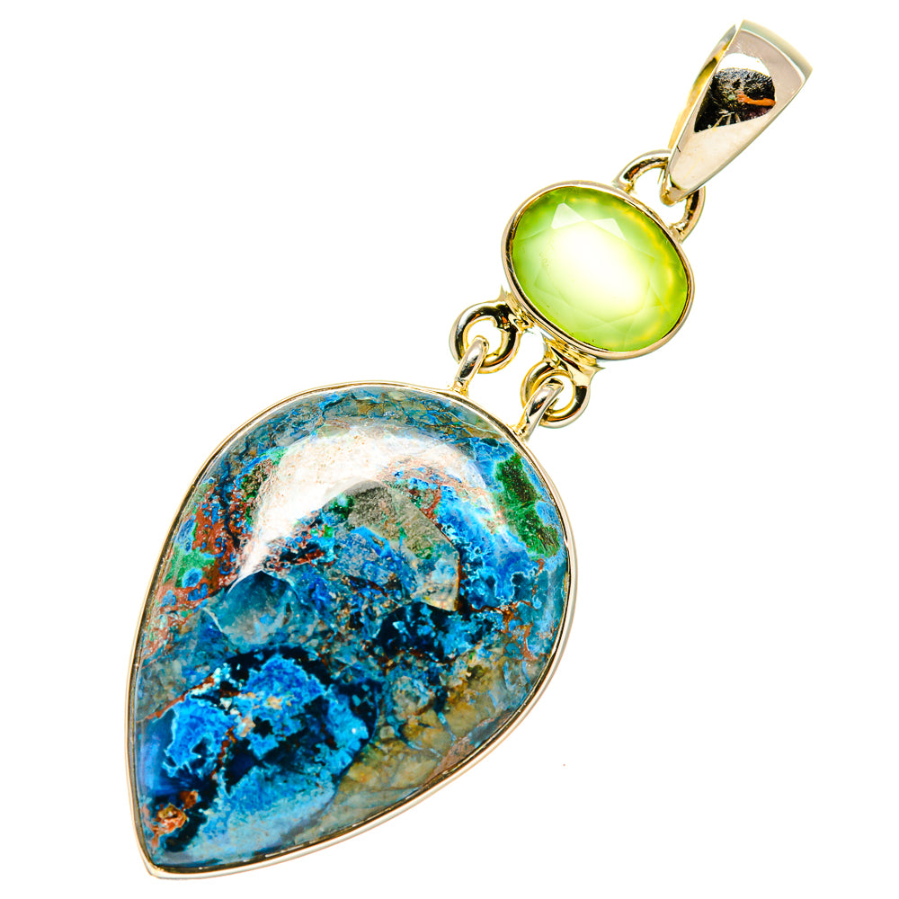 Shattuckite, Prehnite Pendants handcrafted by Ana Silver Co - PD4458