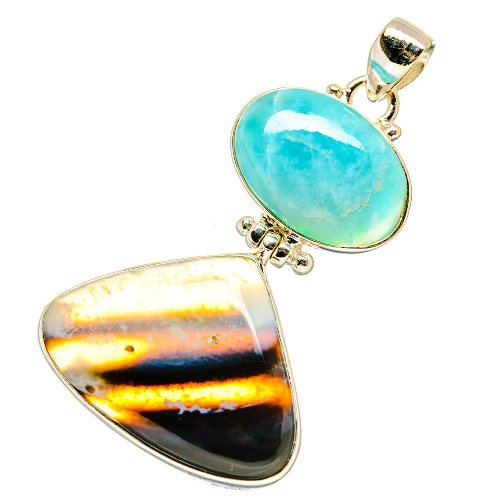 Montana Agate, Larimar Pendants handcrafted by Ana Silver Co - PD4466
