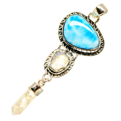 Larimar, Rainbow Moonstone, Herkimer Diamond Pendants handcrafted by Ana Silver Co - PD4467