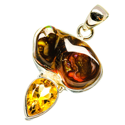 Mexican Fire Agate Pendants handcrafted by Ana Silver Co - PD4544