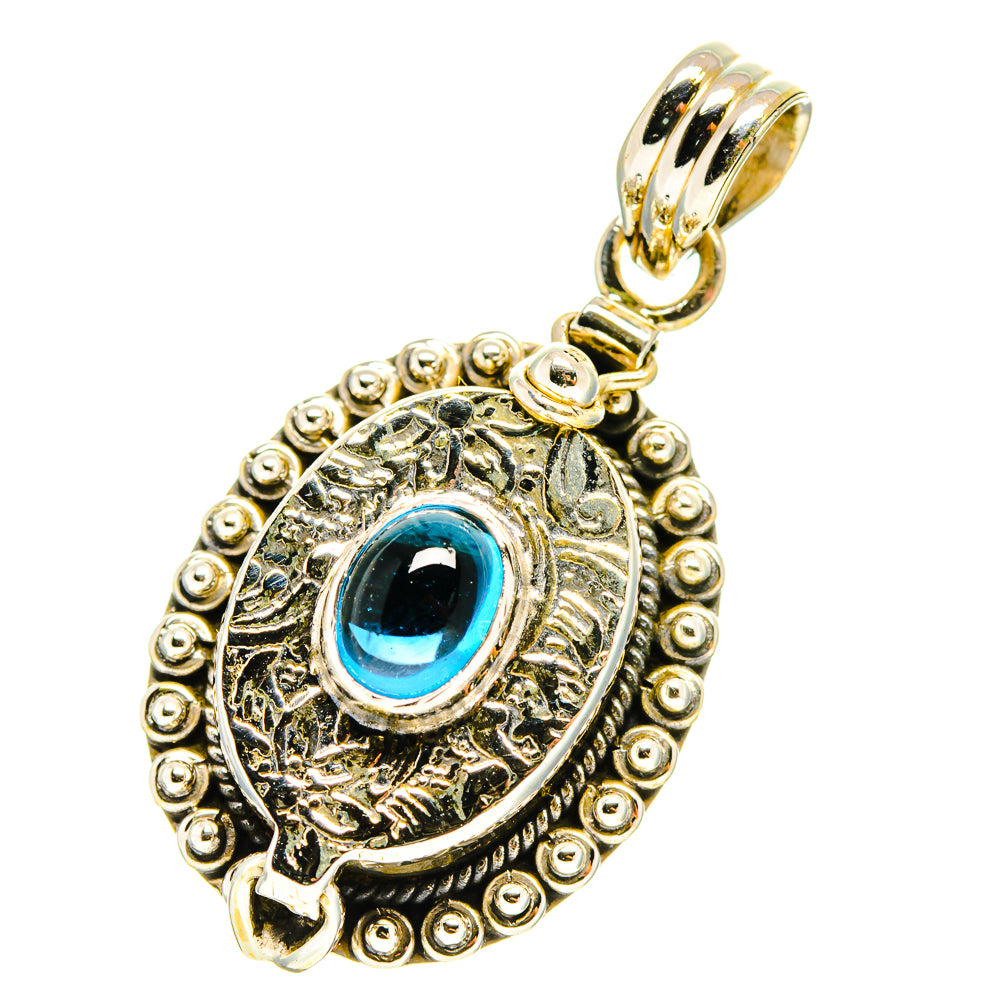 Sterling silver-style fluorite pendant with oval blue stone and looped bail