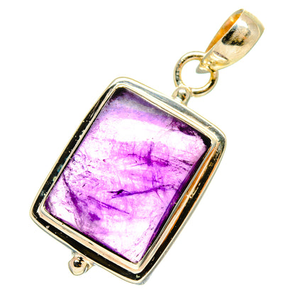 Amethyst pendant, 925 sterling silver, purple rectangle gemstone with bail and ring