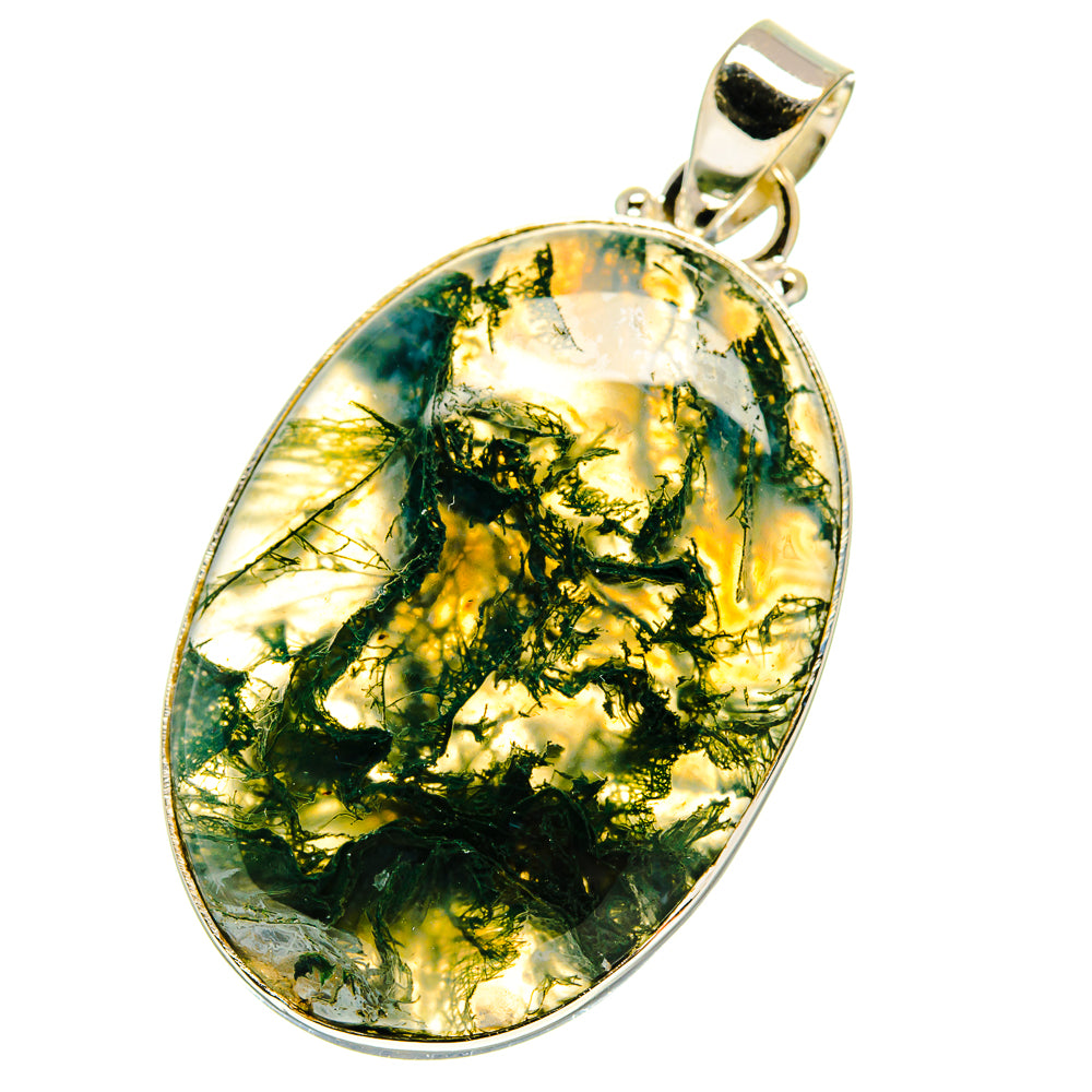 Green Moss Agate Pendants handcrafted by Ana Silver Co - PD759782