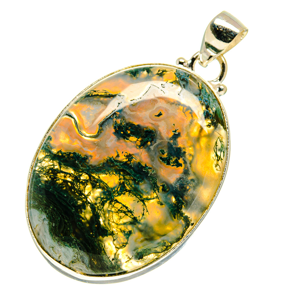 Green Moss Agate Pendants handcrafted by Ana Silver Co - PD759786