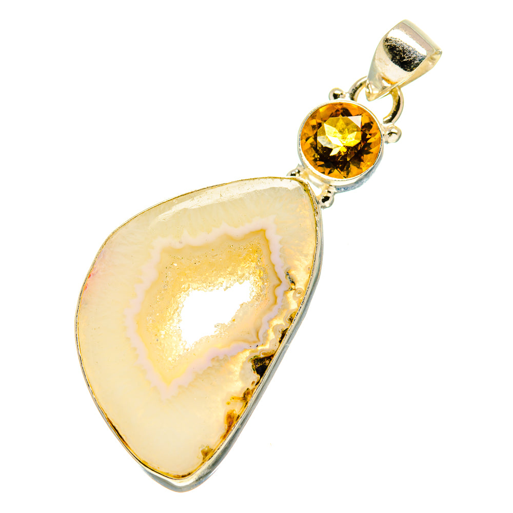 White Geode Slice Pendants handcrafted by Ana Silver Co - PD759799