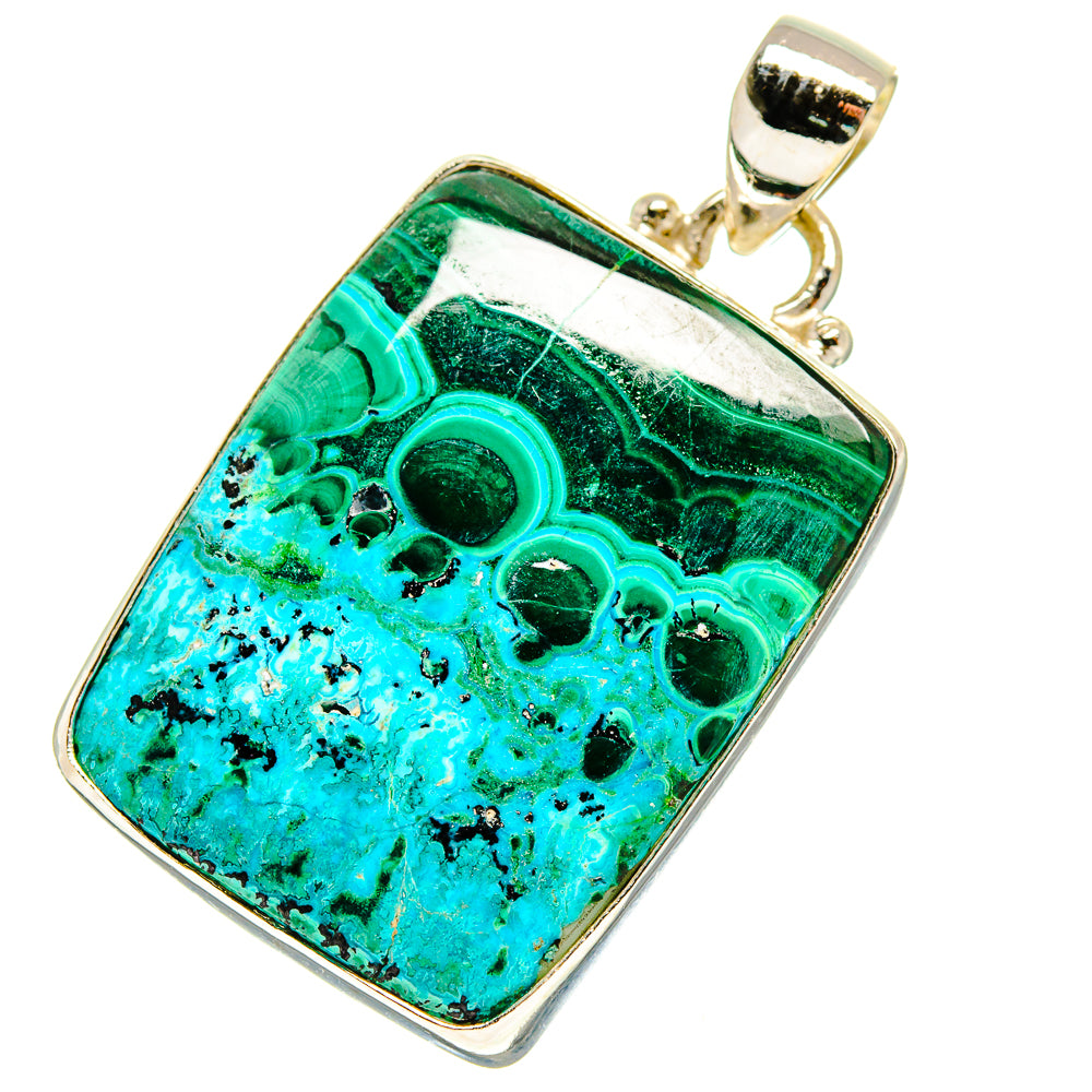 Malachite In Chrysocolla Pendants handcrafted by Ana Silver Co - PD759802