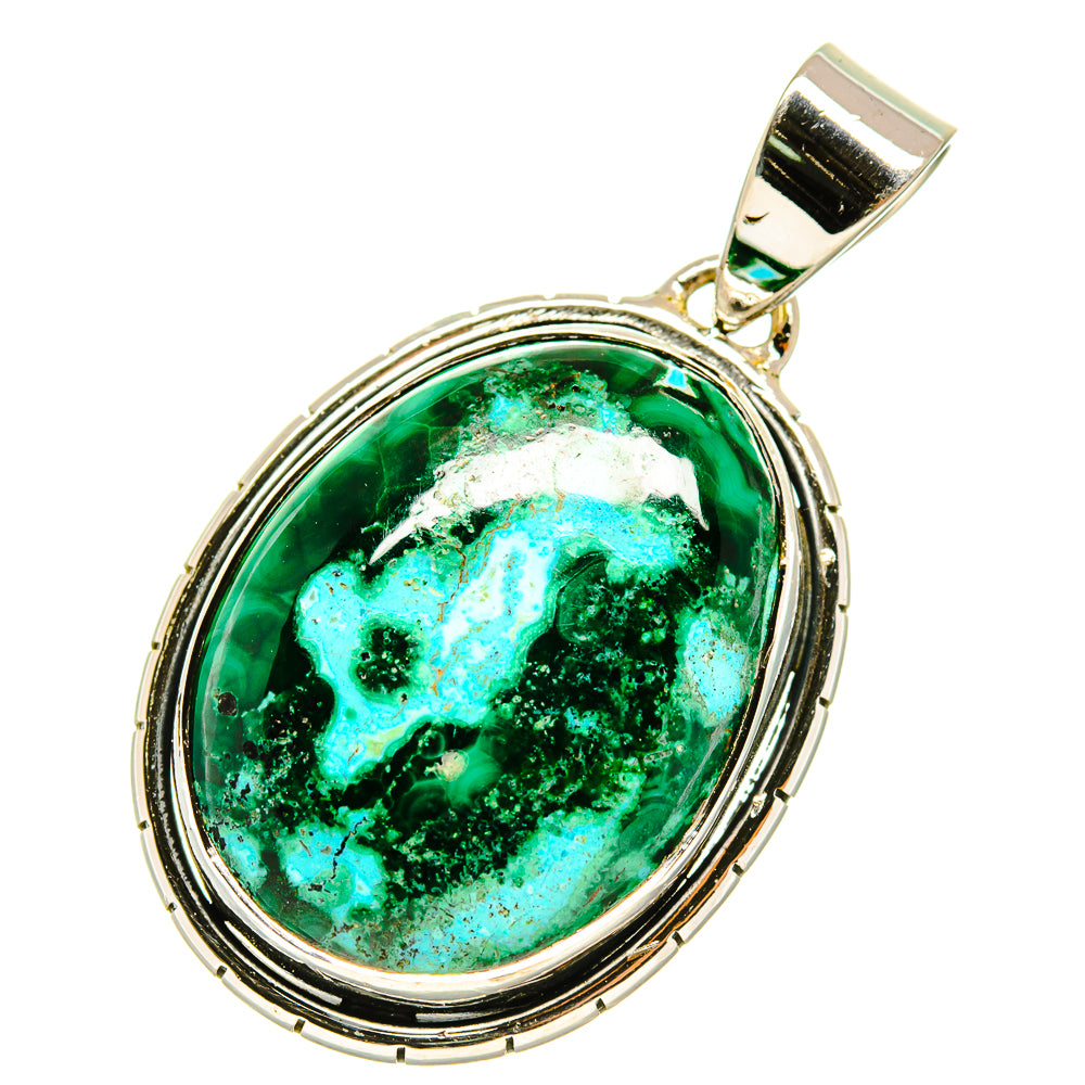 Malachite In Chrysocolla Pendants handcrafted by Ana Silver Co - PD4604