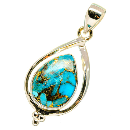 Turquoise teardrop pendant bail and frame in sterling silver with blue stone