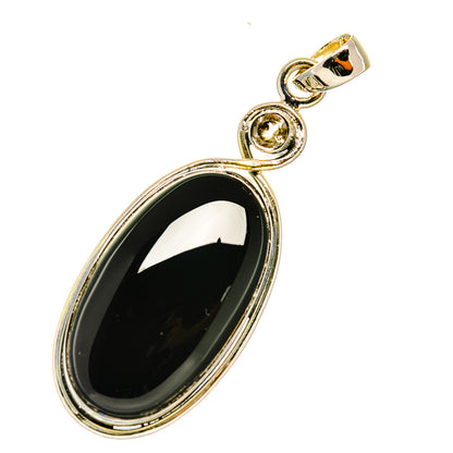 Oval black onyx pendant with quartz accent, polished 925 sterling silver bail and frame