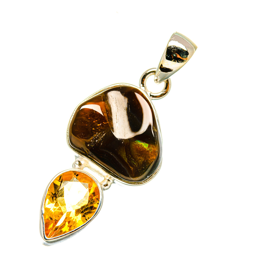 Mexican Fire Agate Pendants handcrafted by Ana Silver Co - PD4758