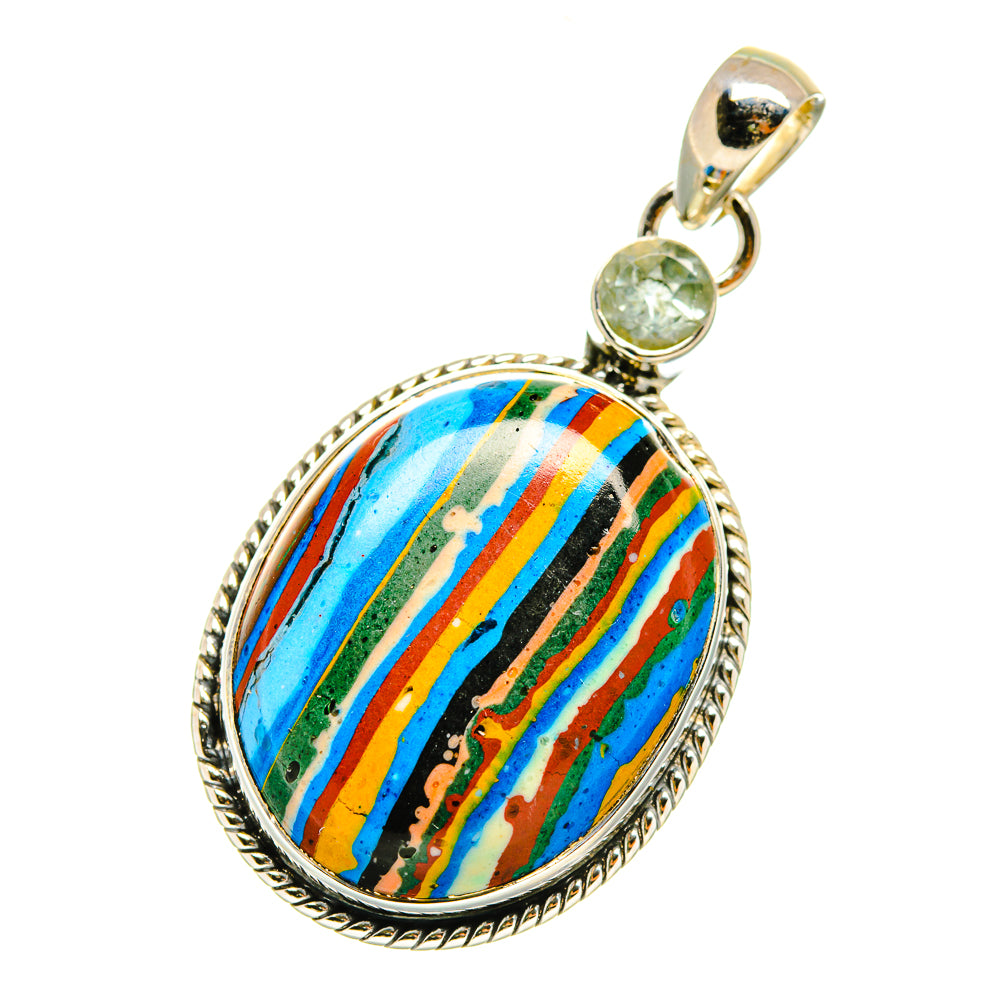 Rainbow Calsilica Pendants handcrafted by Ana Silver Co - PD4763