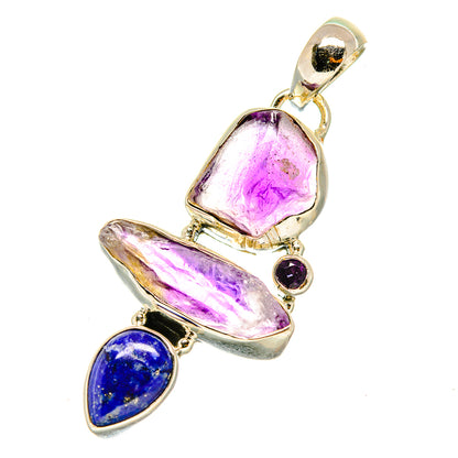 Sterling silver pendant with purple amethyst and blue lapis lazuli stone accents