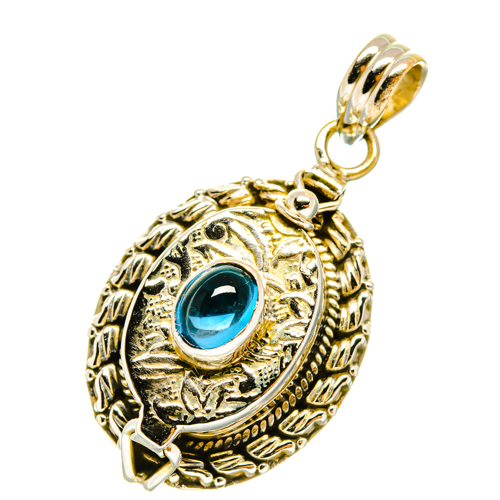 Blue fluorite pendant with ornate 925 sterling silver bail and blue oval stone