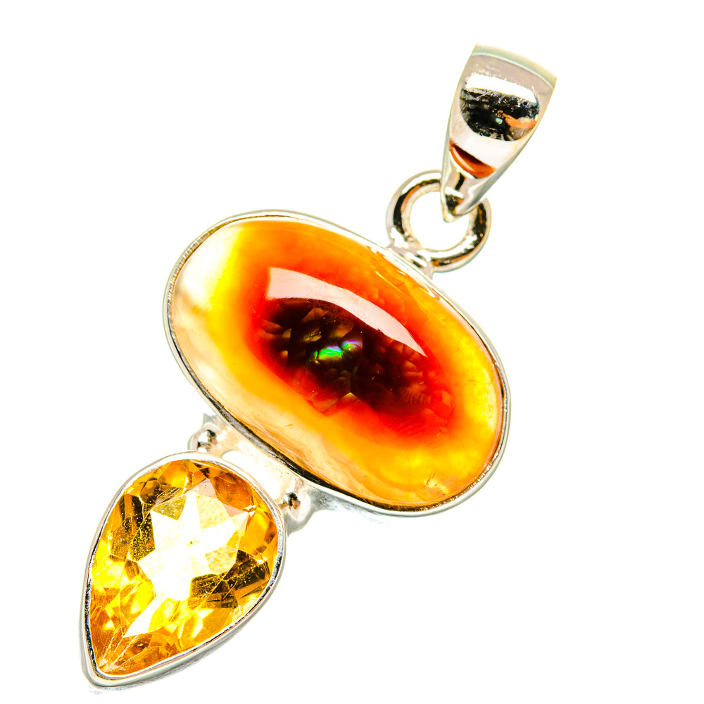 Mexican Fire Agate Pendants handcrafted by Ana Silver Co - PD4941