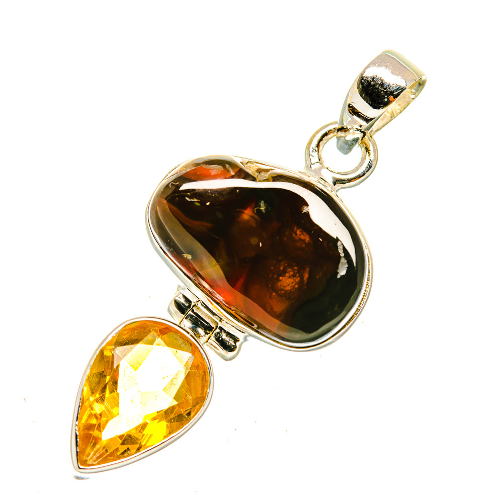 Mexican Fire Agate Pendants handcrafted by Ana Silver Co - PD4955