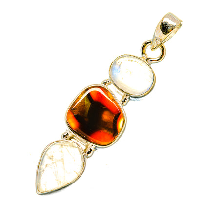 Mexican Fire Agate Pendants handcrafted by Ana Silver Co - PD4974