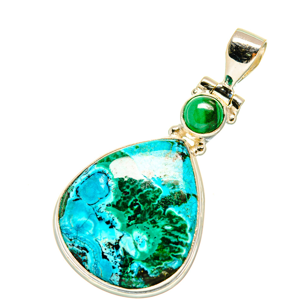 Malachite In Chrysocolla Pendants handcrafted by Ana Silver Co - PD4986