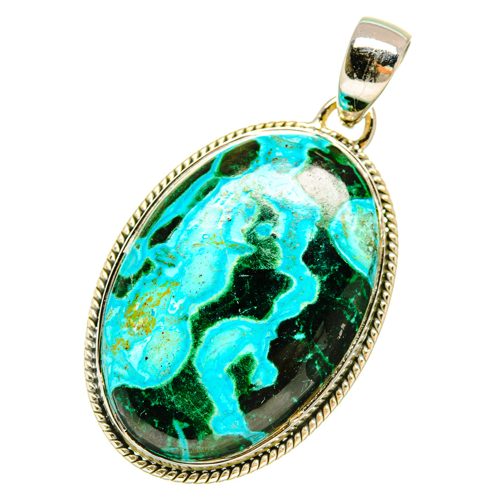Malachite In Chrysocolla Pendants handcrafted by Ana Silver Co - PD5045