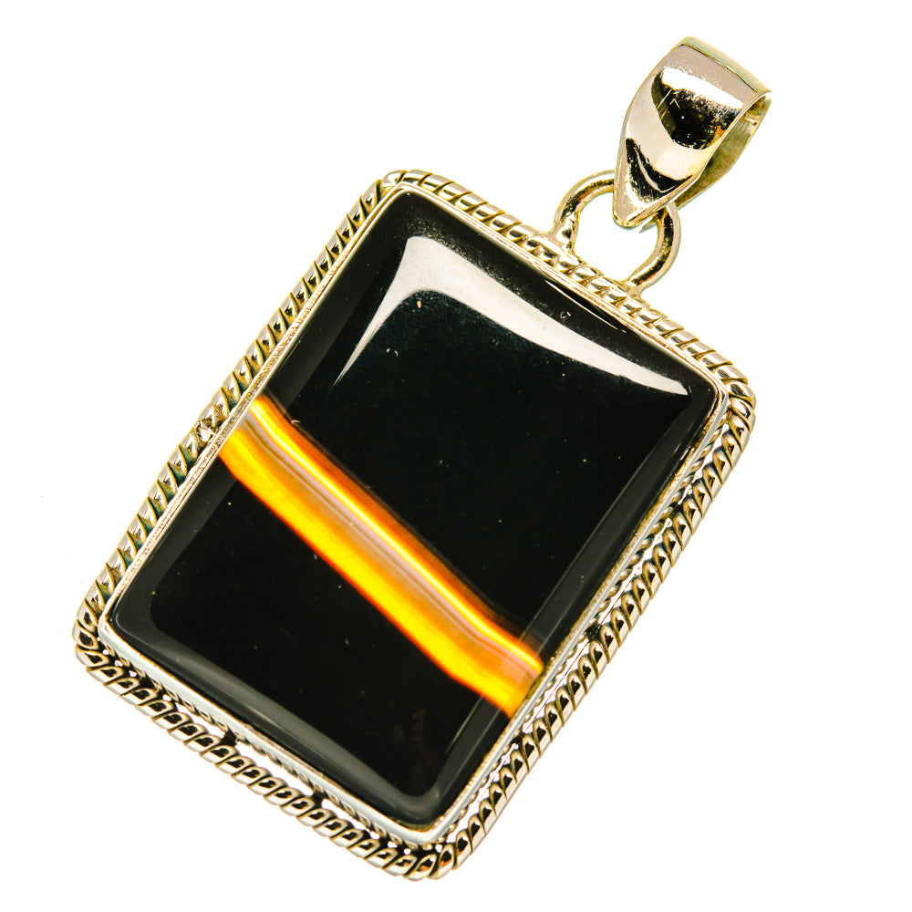 Black Botswana Agate Pendants handcrafted by Ana Silver Co - PD5052