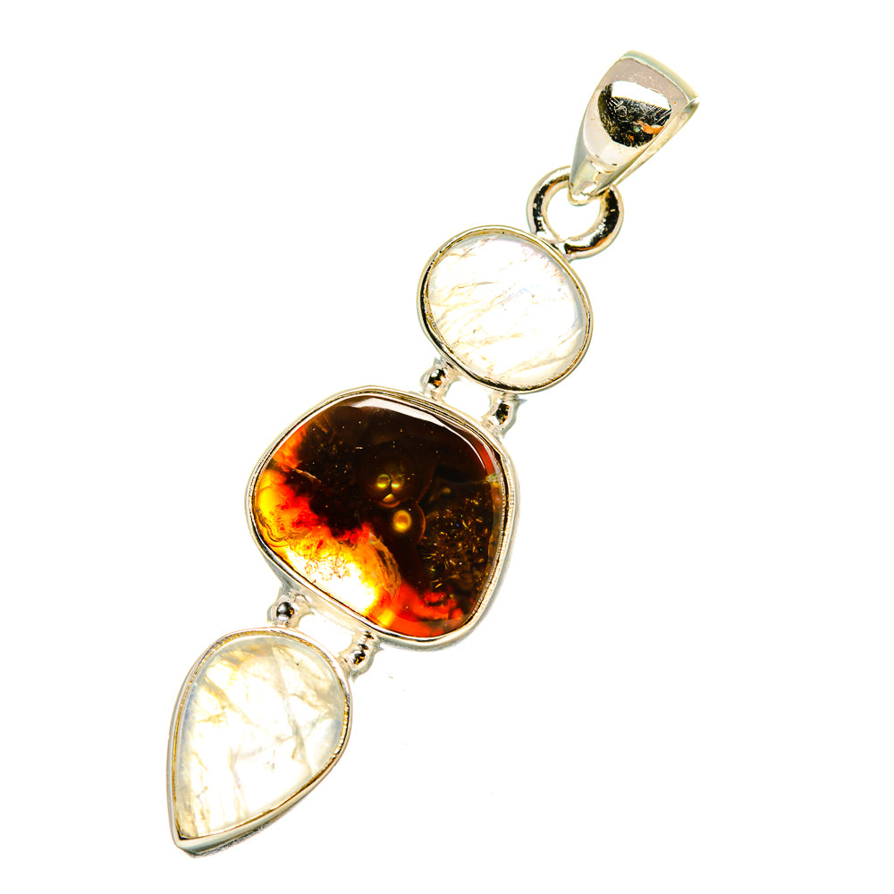 Mexican Fire Agate Pendants handcrafted by Ana Silver Co - PD5134
