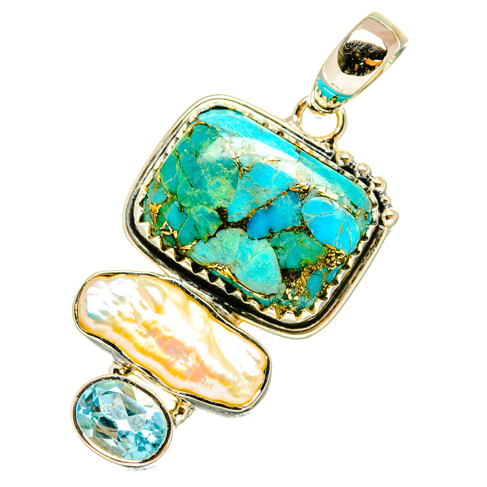 Blue Copper Composite Turquoise Pendants handcrafted by Ana Silver Co - PD5173
