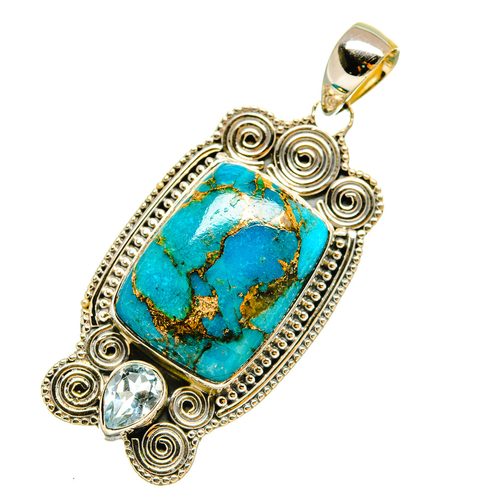 Blue Copper Composite Turquoise Pendants handcrafted by Ana Silver Co - PD5214