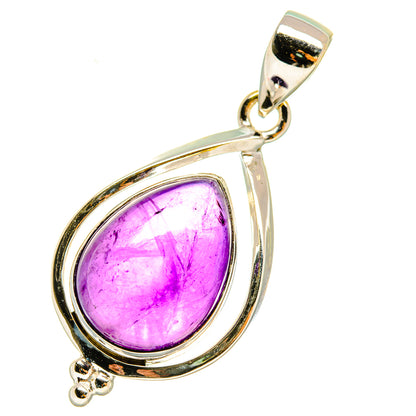 Amethyst teardrop pendant in 925 sterling silver with purple gemstone bezel setting