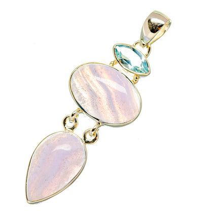 Blue Lace Agate Pendants handcrafted by Ana Silver Co - PD5252