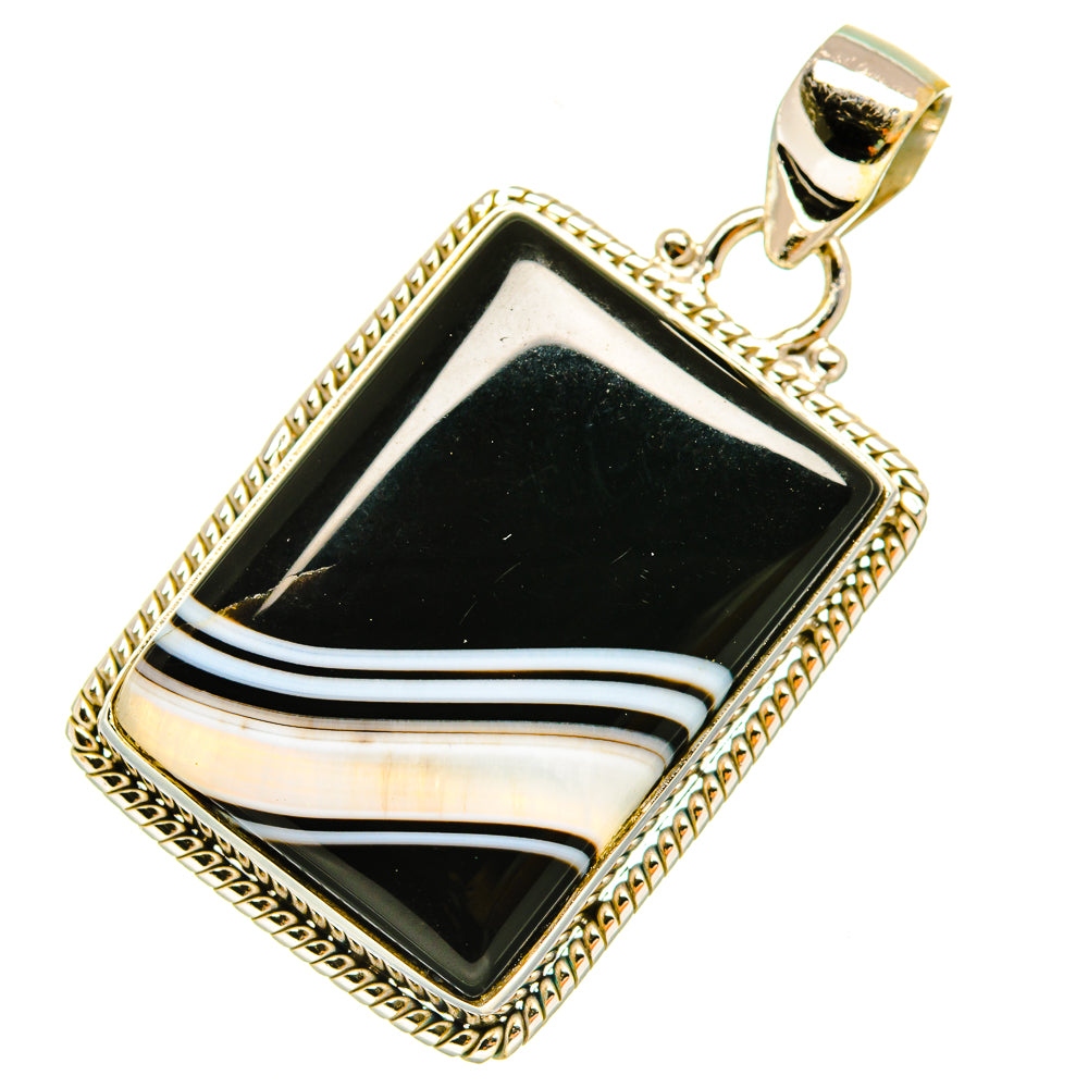 Black Botswana Agate Pendants handcrafted by Ana Silver Co - PD5277
