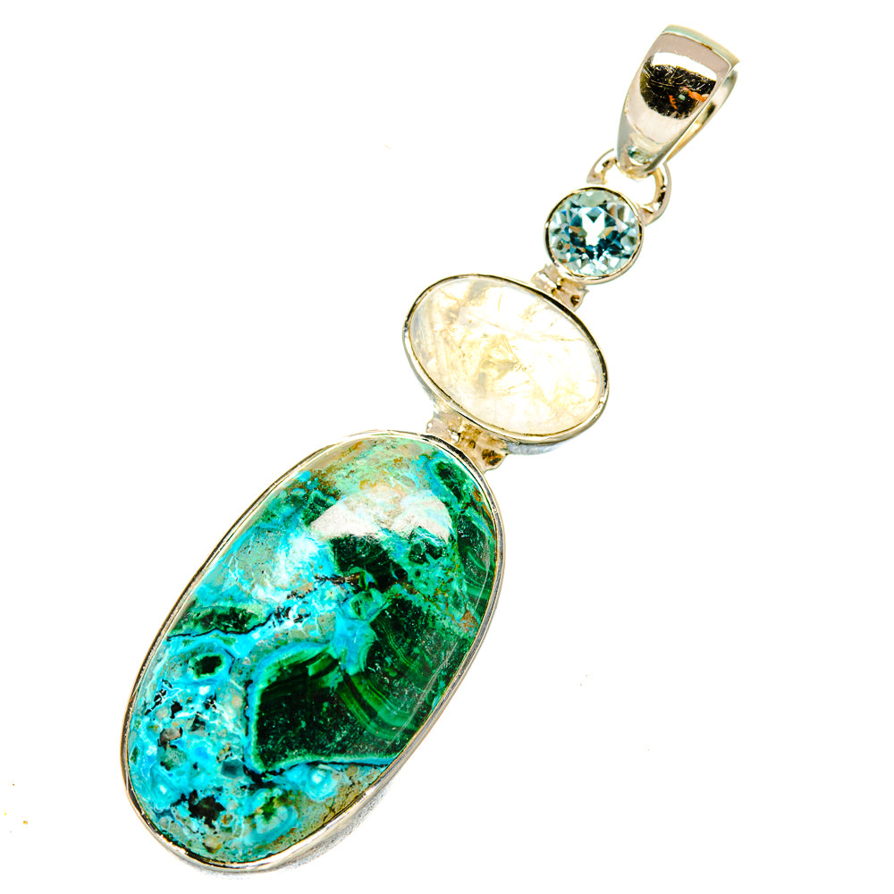 Malachite In Chrysocolla Pendants handcrafted by Ana Silver Co - PD5298