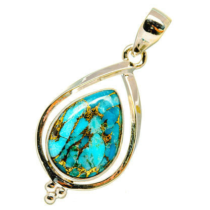 Blue Copper Composite Turquoise Pendants handcrafted by Ana Silver Co - PD5446