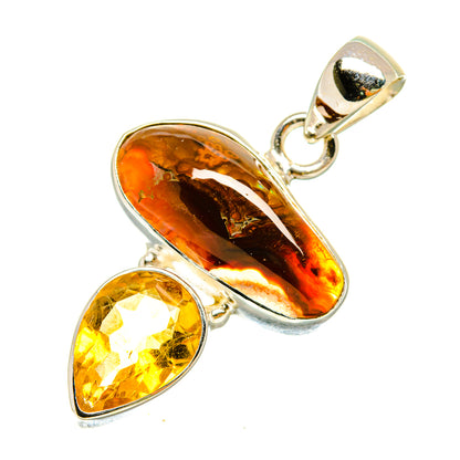 Mexican Fire Agate Pendants handcrafted by Ana Silver Co - PD5466