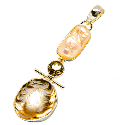 Coconut Geode Druzy Pendants handcrafted by Ana Silver Co - PD5543