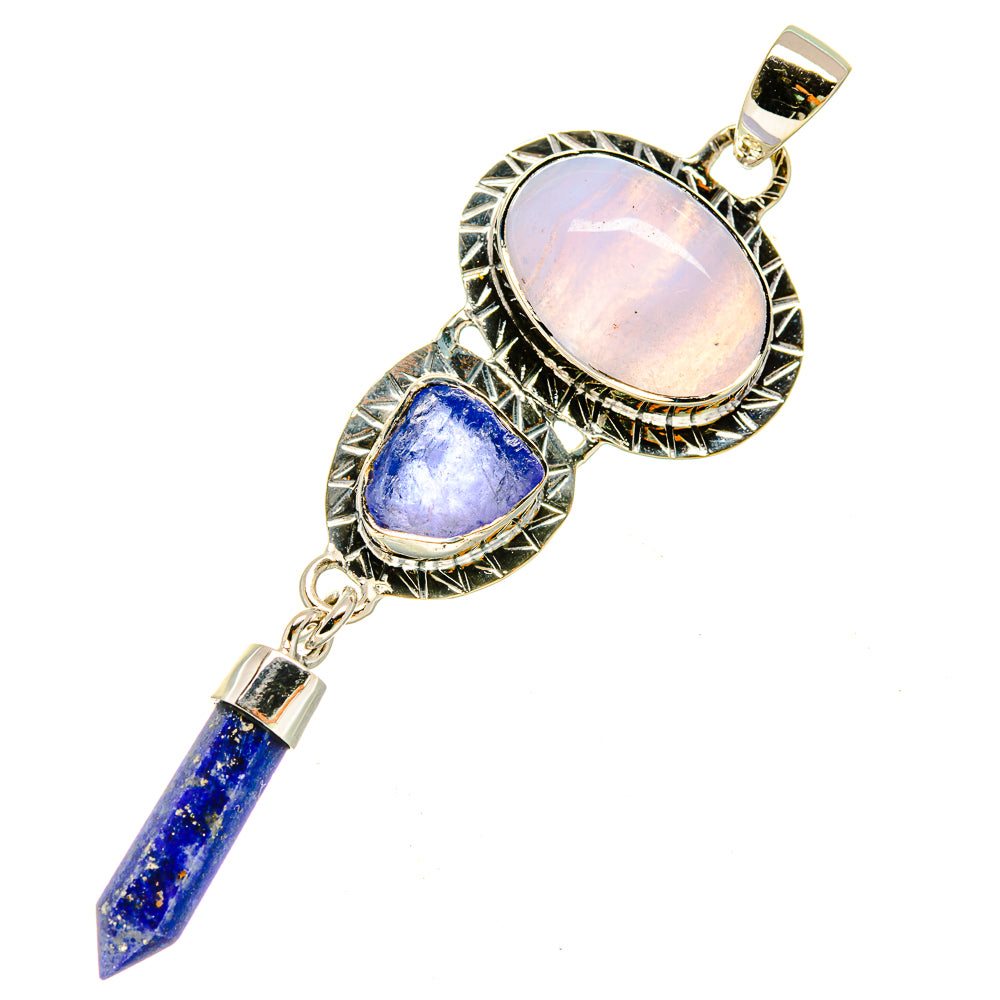 Blue Lace Agate Pendants handcrafted by Ana Silver Co - PD5545