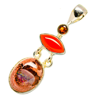 Mexican Fire Opal Pendants handcrafted by Ana Silver Co - PD5620