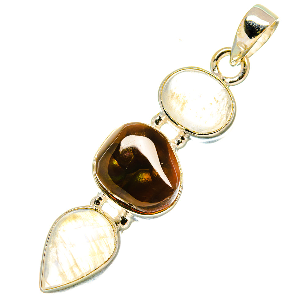 Mexican Fire Agate Pendants handcrafted by Ana Silver Co - PD5622