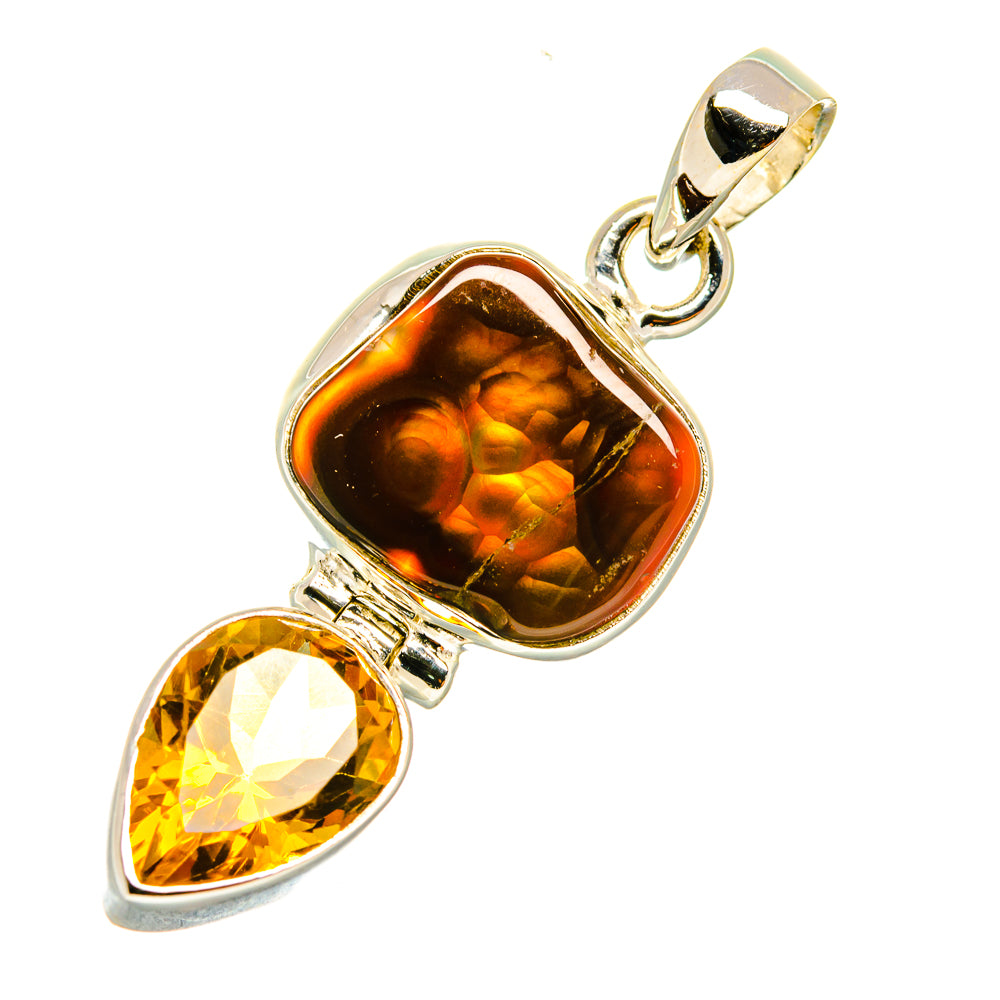 Mexican Fire Agate Pendants handcrafted by Ana Silver Co - PD5624