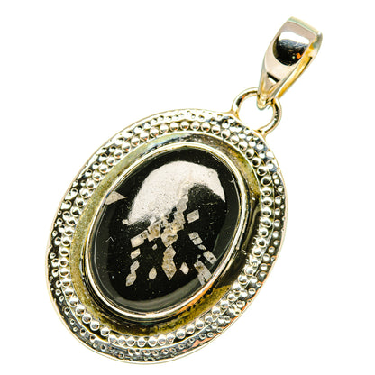 Sterling silver oval pendant with black stone, beaded frame, and bail