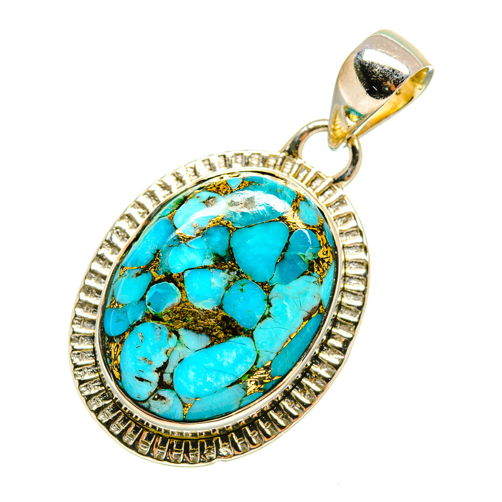 Blue Copper Composite Turquoise Pendants handcrafted by Ana Silver Co - PD5755