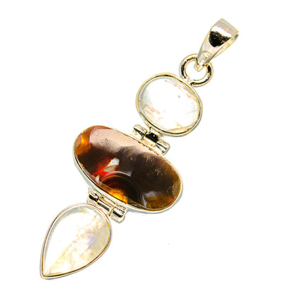 Mexican Fire Agate Pendants handcrafted by Ana Silver Co - PD5774