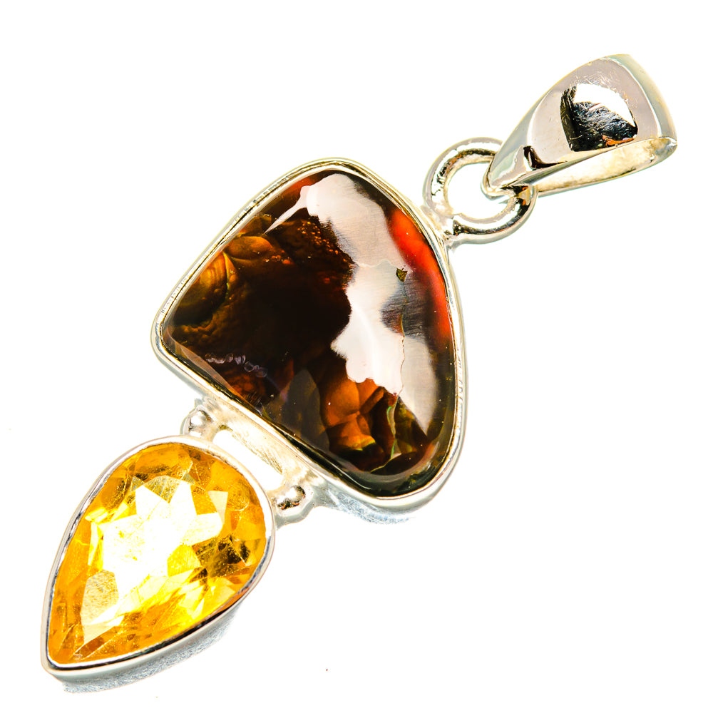Mexican Fire Agate Pendants handcrafted by Ana Silver Co - PD5804