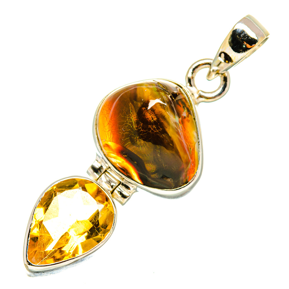 Mexican Fire Agate Pendants handcrafted by Ana Silver Co - PD5809