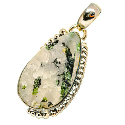 Green Tourmaline In Quartz Pendants handcrafted by Ana Silver Co - PD5843