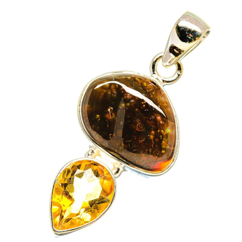 Mexican Fire Agate Pendants handcrafted by Ana Silver Co - PD5911