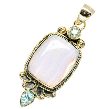 Blue Lace Agate Pendants handcrafted by Ana Silver Co - PD5933