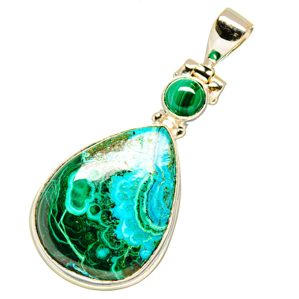 Malachite In Chrysocolla Pendants handcrafted by Ana Silver Co - PD5947
