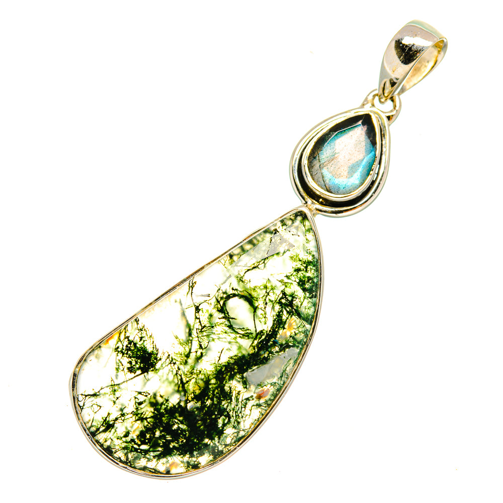 Green Moss Agate Pendants handcrafted by Ana Silver Co - PD6036